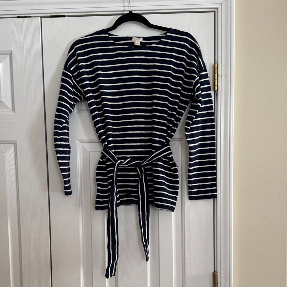 J. Crew Navy and White Striped Top